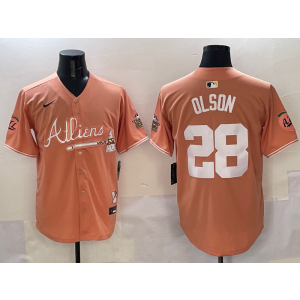 MLB Braves 28 OLSON Orange New Nike Cool Base Men Jersey