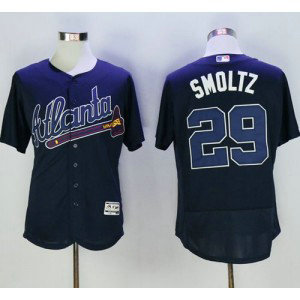 MLB Braves 29 John Smoltz Navy Blue Flexbase Men Jersey