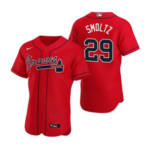 MLB Braves 29 John Smoltz Red Nike Flexbase Men Jersey