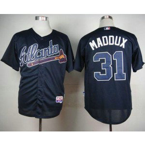 MLB Braves 31 Greg Maddux Blue Cool Base Men Jersey