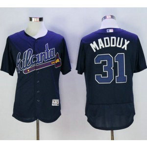 MLB Braves 31 Greg Maddux Navy Blue Flexbase Men Jersey
