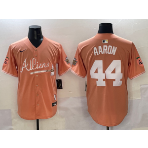 MLB Braves 44 Hank Aaron Orange New Nike Cool Base Men Jersey