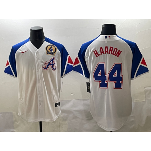 MLB Braves 44 Hank Aaron White City Nike Cool Base Men Jersey