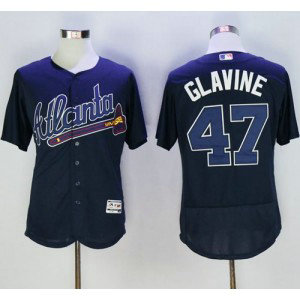 MLB Braves 47 Tom Glavine Navy Blue Flexbase Men Jersey