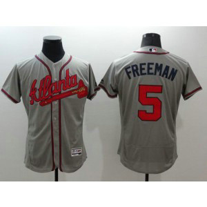 MLB Braves 5 Freddie Freeman Grey Flexbase Men Jersey