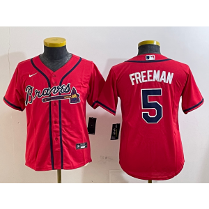 MLB Braves 5 Freddie Freeman Red Nike Cool Base Youth Jersey