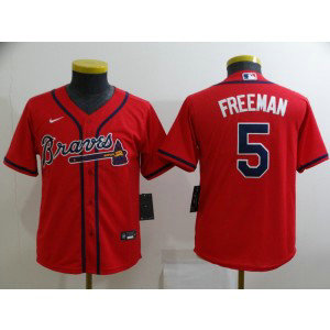 MLB Braves 5 Freddie Freeman Red Nike Cool Base Youth Jersey