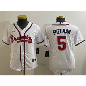 MLB Braves 5 Freddie Freeman White Nike Cool Base Youth Jersey