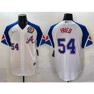 MLB Braves 54 Max Fried White City Nike Cool Base Men Jersey