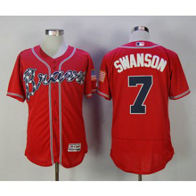 MLB Braves 7 Dansby Swanson Red Flexbase Men Jersey