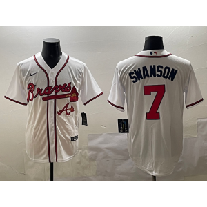 MLB Braves 7 Dansby Swanson White Nike Cool Base Men Jersey