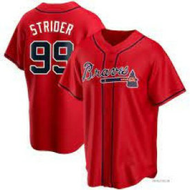 MLB Braves 99 Spencer Strider Red Nike Cool Base Men Jersey