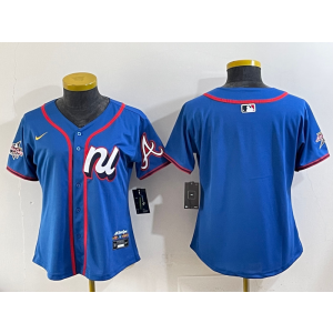 MLB Braves Blank Blue National League 2025 All Star Nike Cool Base Women Jersey