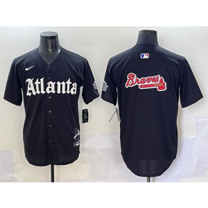 MLB Braves Blank New Black Nike Cool Base Men Jersey