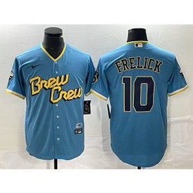 MLB Brewers 10 Sal Frelick Powder Blue 2021 City Connect Nike Cool Base Men Jersey