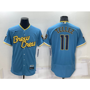 MLB Brewers 11 Rowdy Tellez Powder Blue 2021 City Connect Nike Flexbase Men Jersey