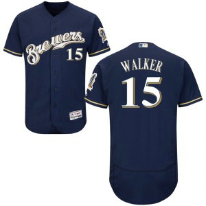 MLB Brewers 15 Neil Walker Navy Flexbase Men Jersey