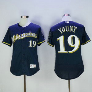 MLB Brewers 19 Robin Yount Navy Blue Flexbase Men Jersey