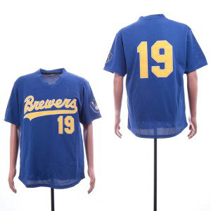 MLB Brewers 19 Robin Yount Royal Mesh Throwback Men Jersey