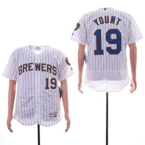 MLB Brewers 19 Robin Yount White Flexbase Men Jersey