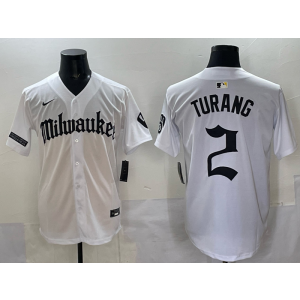 MLB Brewers 2 Turang New White Nike Cool Base Men Jersey MLB Brewers 2 Turang New White Nike Cool Base Men Jersey