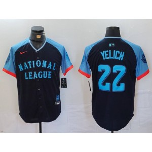 MLB Brewers 22 Christian Yelich Black 2024 All-Star Nike Cool Base Men Jersey