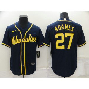 MLB Brewers 27 Adames Navy Nike Cool Base Men Jersey