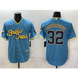 MLB Brewers 32 MISIOROWSKI Blue City Nike Cool Base Men Jersey MLB Brewers 32 MISIOROWSKI Blue City Nike Cool Base Men Jersey