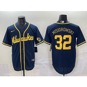 MLB Brewers 32 MISIOROWSKI Navy Nike Cool Base Men Jersey MLB Brewers 32 MISIOROWSKI Navy Nike Cool Base Men Jersey