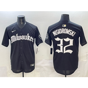 MLB Brewers 32 MISIOROWSKI New Black Nike Cool Base Men Jersey MLB Brewers 32 MISIOROWSKI New Black Nike Cool Base Men Jersey