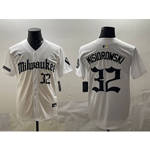 MLB Brewers 32 MISIOROWSKI New White Nike Cool Base Men Jersey MLB Brewers 32 MISIOROWSKI New White Nike Cool Base Men Jersey
