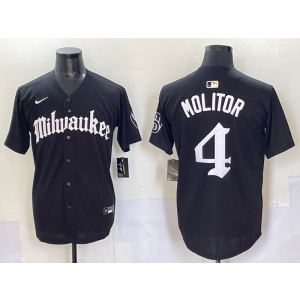 MLB Brewers 4 Molitor New Black Nike Cool Base Men Jersey MLB Brewers 4 Molitor New Black Nike Cool Base Men Jersey