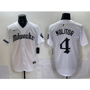 MLB Brewers 4 Molitor New White Nike Cool Base Men Jersey MLB Brewers 4 Molitor New White Nike Cool Base Men Jersey