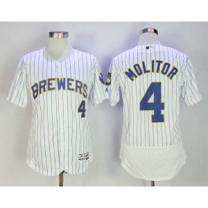 MLB Brewers 4 Paul Molitor White Flexbase Men Jersey