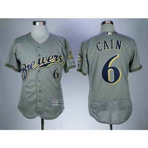 MLB Brewers 6 Lorenzo Cain Gary Flexbase Men Jersey