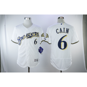 MLB Brewers 6 Lorenzo Cain White Flexbase Men Jerseys