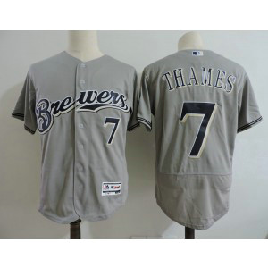 MLB Brewers 7 Eric Thames Gray Flexbase Men Jersey