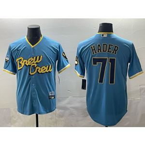 MLB Brewers 71 Hader Blue City Nike Cool Base Men Jersey MLB Brewers 71 Hader Blue City Nike Cool Base Men Jersey