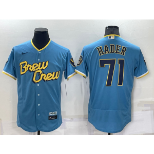 MLB Brewers 71 Josh Hader Powder Blue 2021 City Connect Nike Flexbase Men Jersey