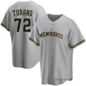 MLB Brewers 72 Brice Turang Grey Nike Cool Base Men Jersey