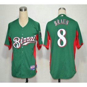 MLB Brewers 8 Ryan Braun Green Birrai Cool Base Men Jersey