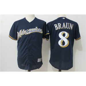 MLB Brewers 8 Ryan Braun Navy Cool Base Men Jersey