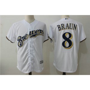 MLB Brewers 8 Ryan Braun White Cool Base Men Jersey