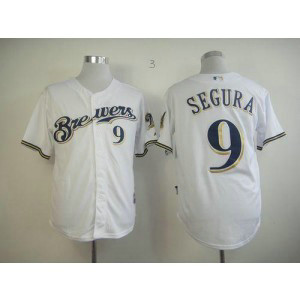 MLB Brewers 9 Jean Segura White Cool Base Men Jersey