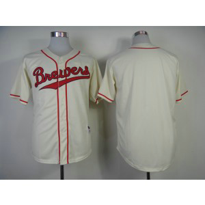 MLB Brewers Blank Cream 1948s Turn Back Men Jersey