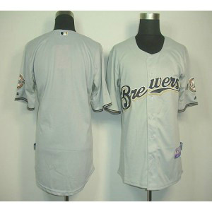 MLB Brewers Blank Grey Cool Base Men Jersey