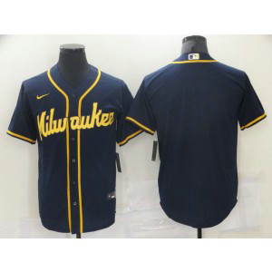 MLB Brewers Navy Blank Nike Cool Base Men Jersey