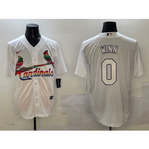 MLB Cardinals 0 Winn White Mexico Nike Cool Base Men Jersey