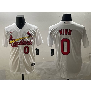 MLB Cardinals 0 Winn White Nike Cool Base Men Jersey