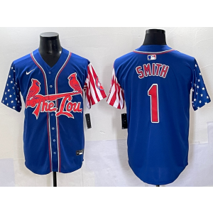 MLB Cardinals 1 O.Smith Blue USA Flag Nike Cool Base Men Jersey